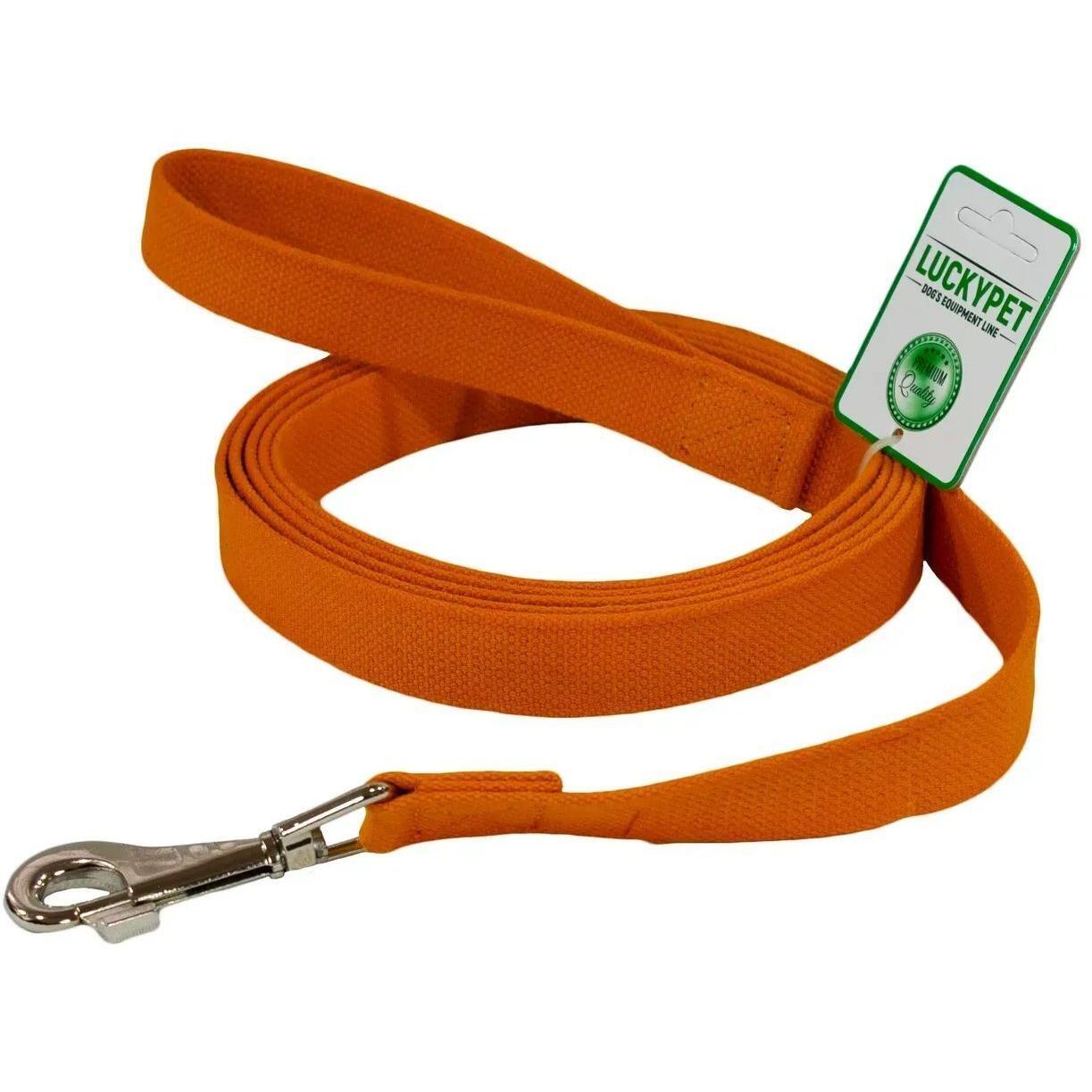 Поводок для собак Lucky Pet 2*120см брезентовый шит оранжевый фото 1