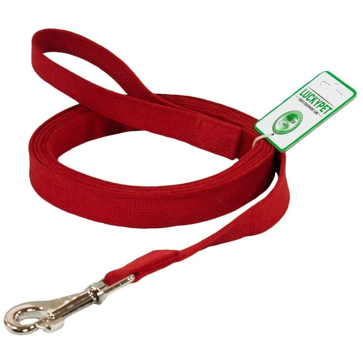 Повідець для собак Lucky Pet 2*200см брезентовий червоний шитийфото1