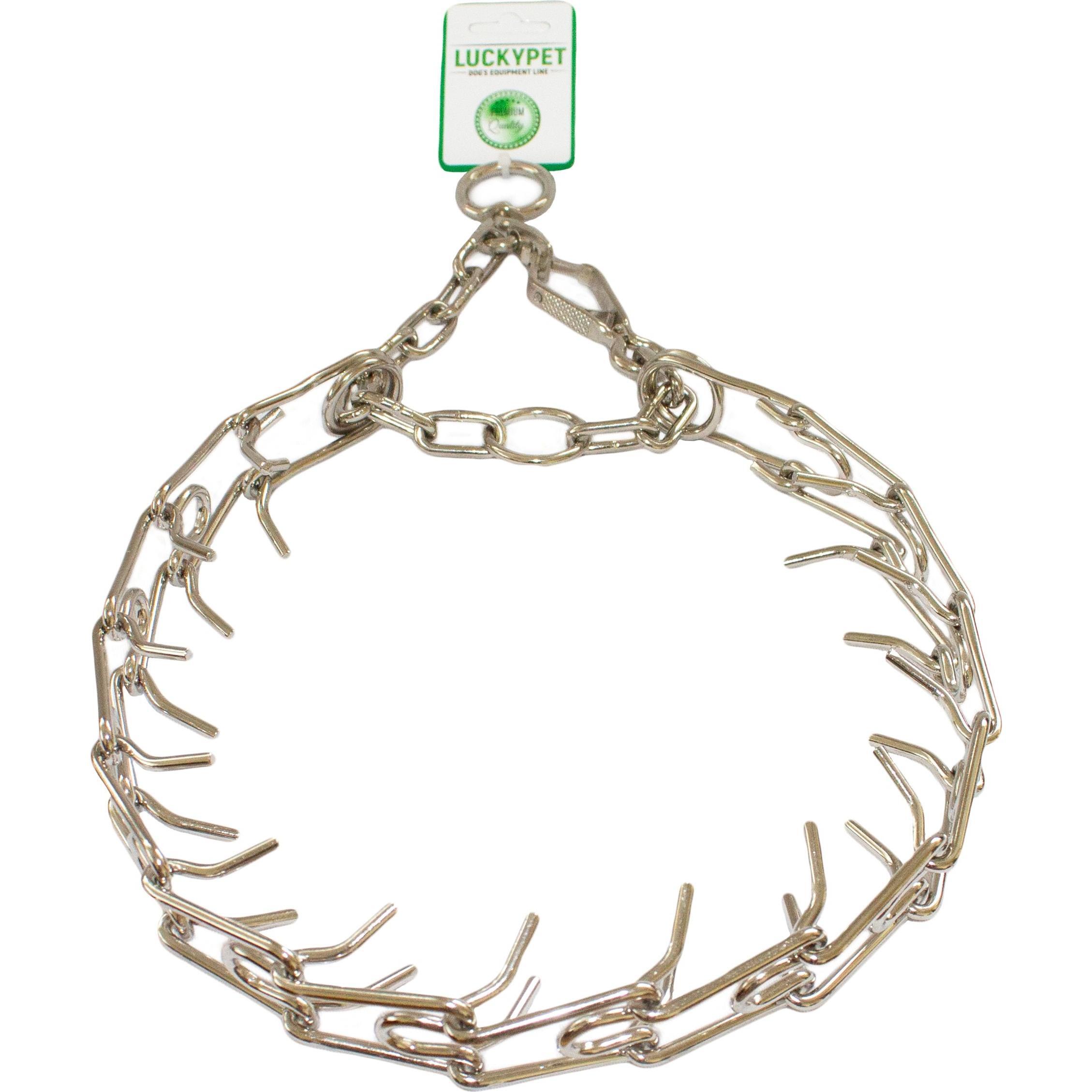 Нашийник для собак Lucky Pet 3,8*62-75см металевий жорсткий нікель №4 з карабіномфото1