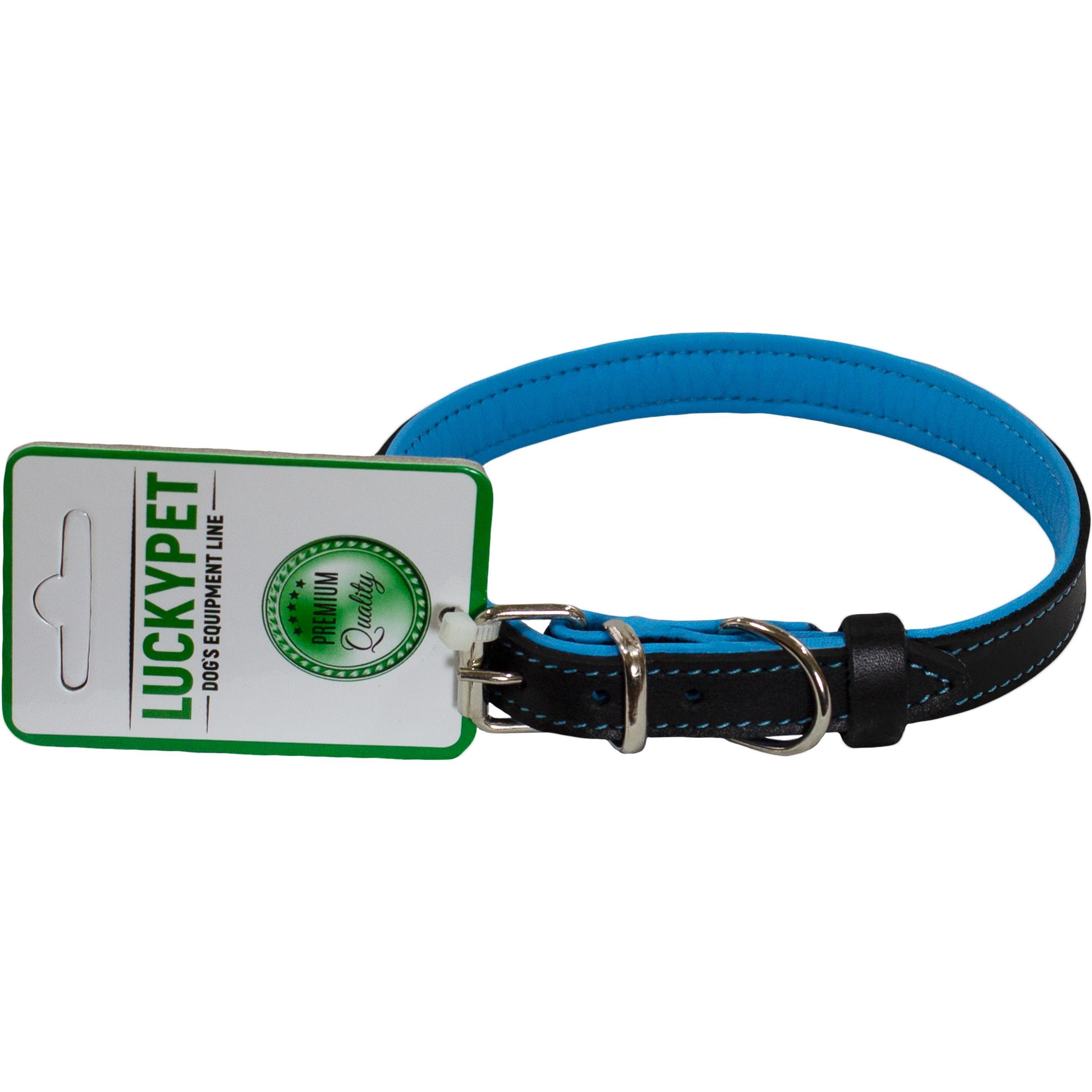 Ошейник для собак Lucky Pet 1,8*28-36см кожаный двойной черный фото 1