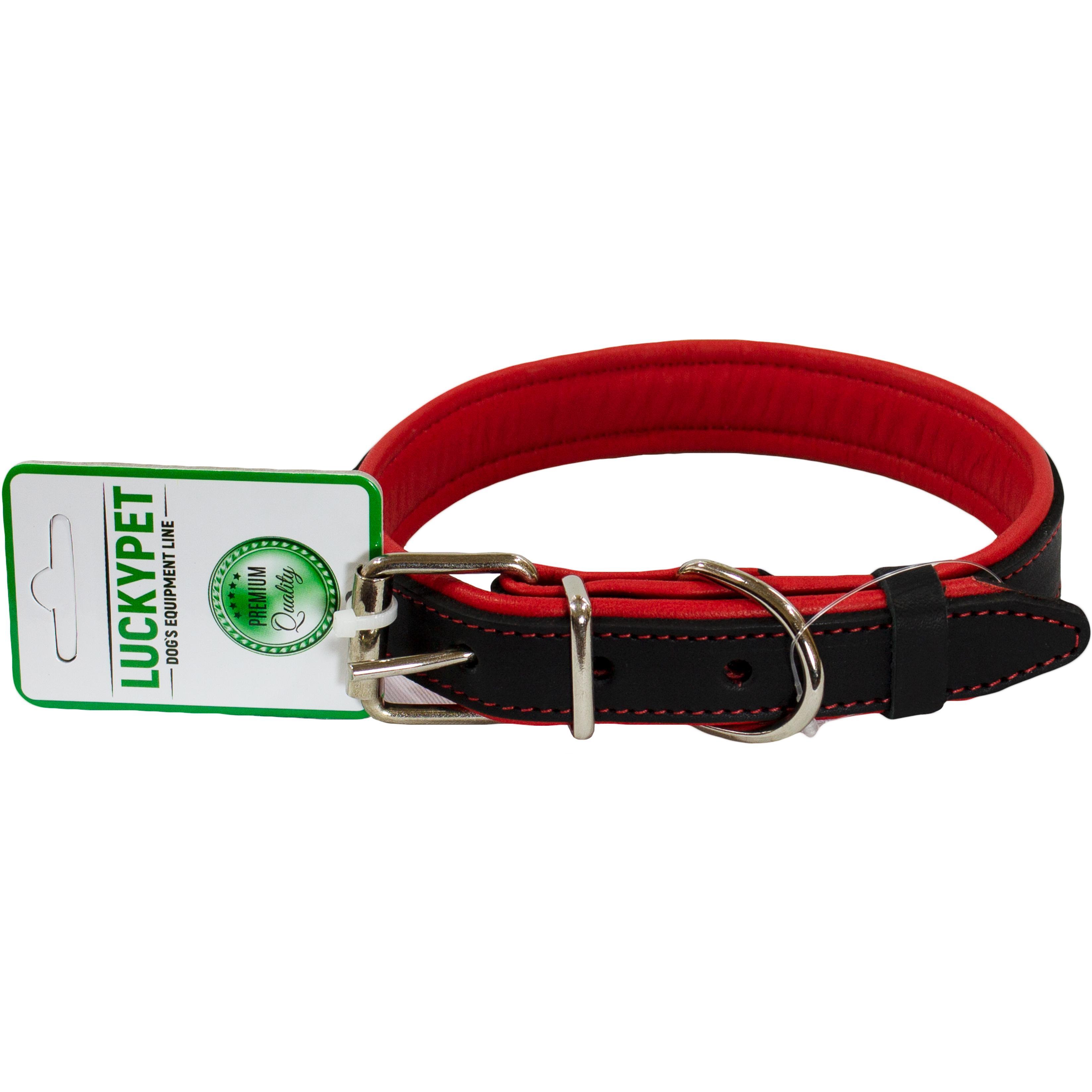 Нашийник для собак Lucky Pet 2*33-41см шкіряний подвійний чорнийфото1