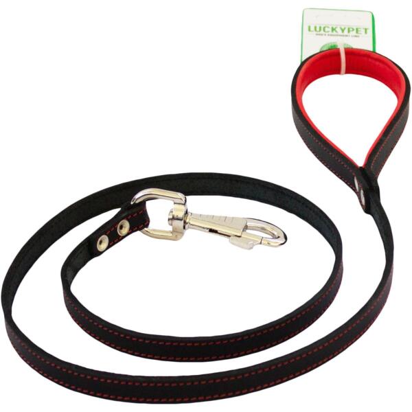 

Поводок для собак Lucky Pet 1*120см кожаный черно-красный
