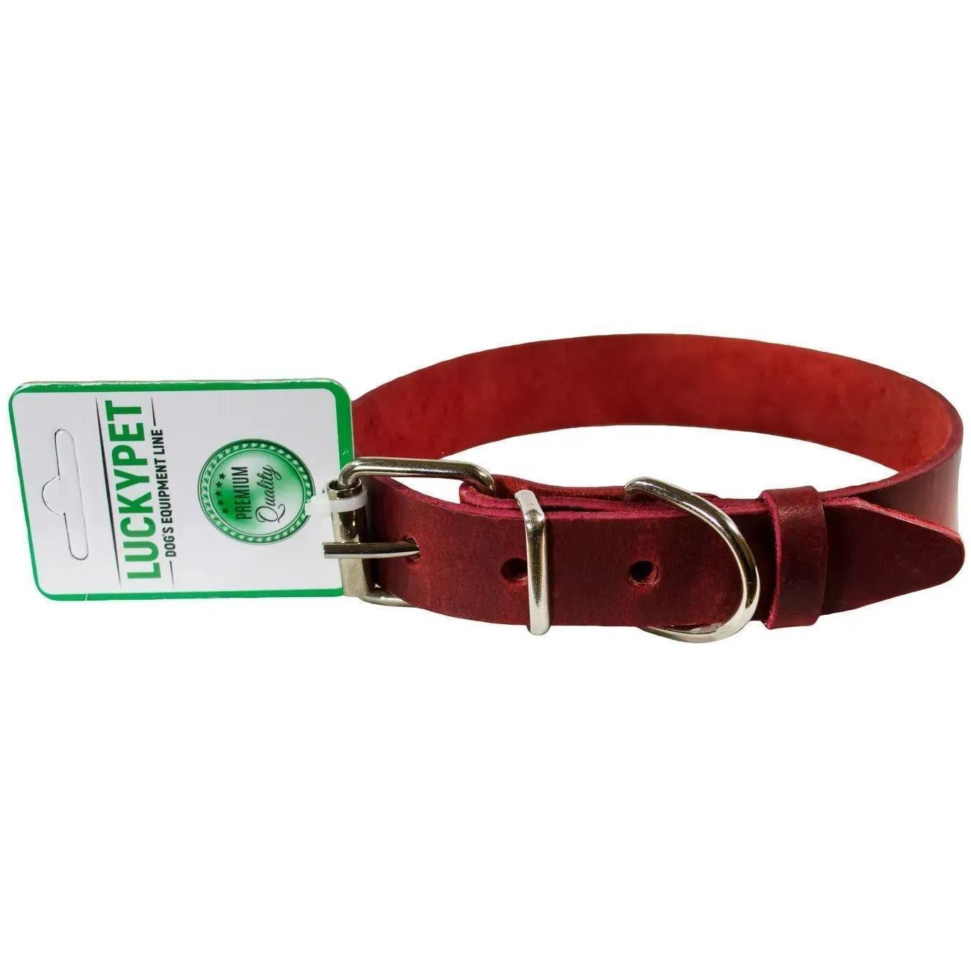 Ошейник для собак Lucky Pet 3*41-51см кожаный бордовый фото 1