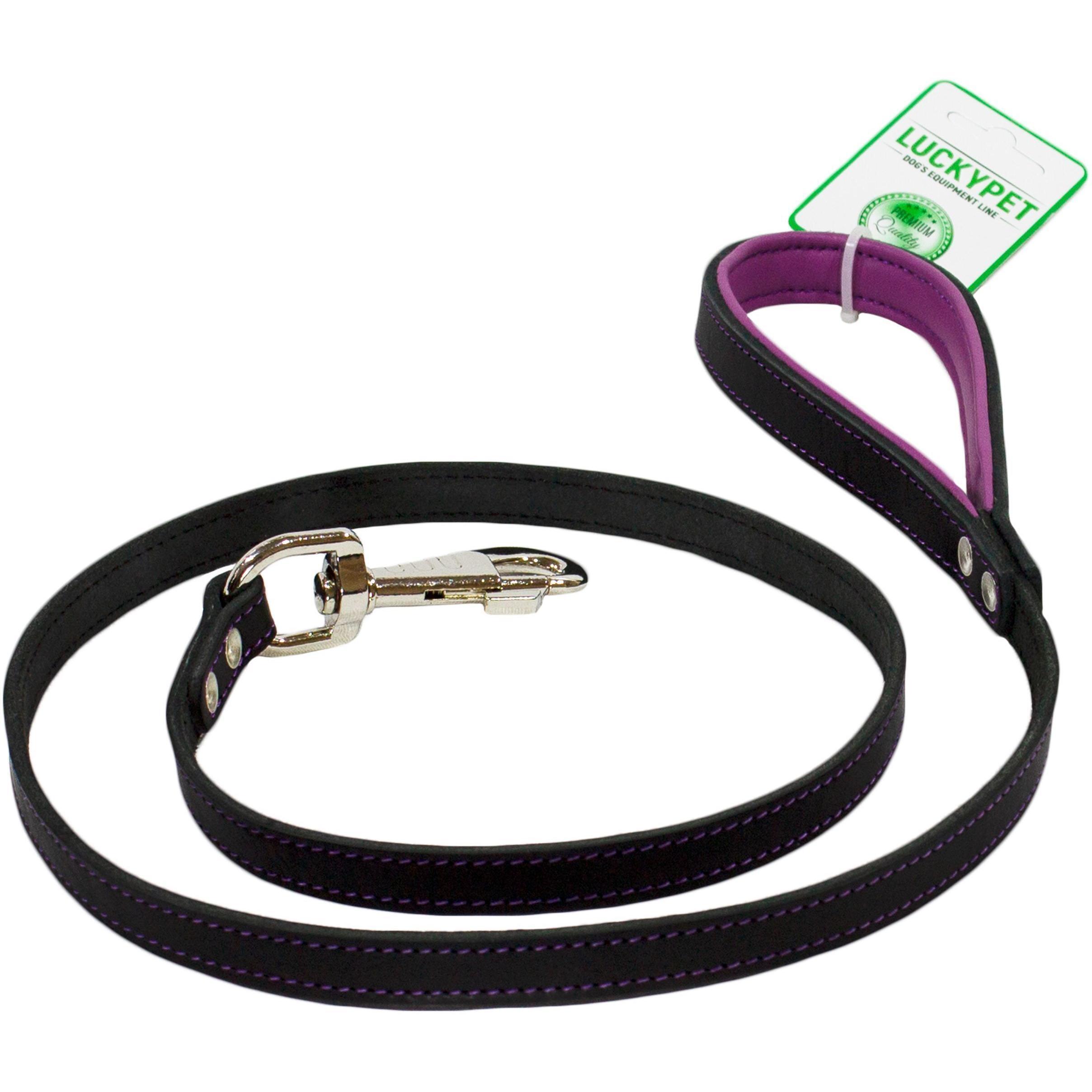 Повідець для собак Lucky Pet 1,4*120см шкіряний чорно-фіолетовийфото1