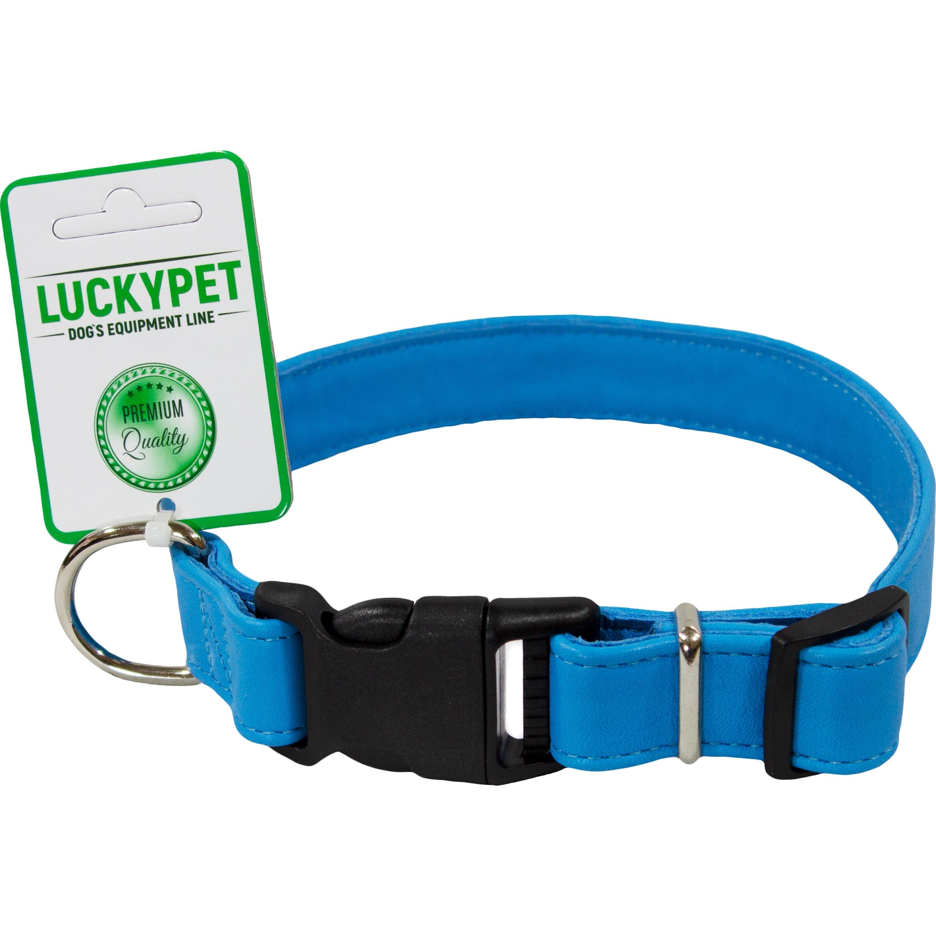 Ошейник для собак Lucky Pet 1,6*25-35см кожаный двойной голубой фото 1