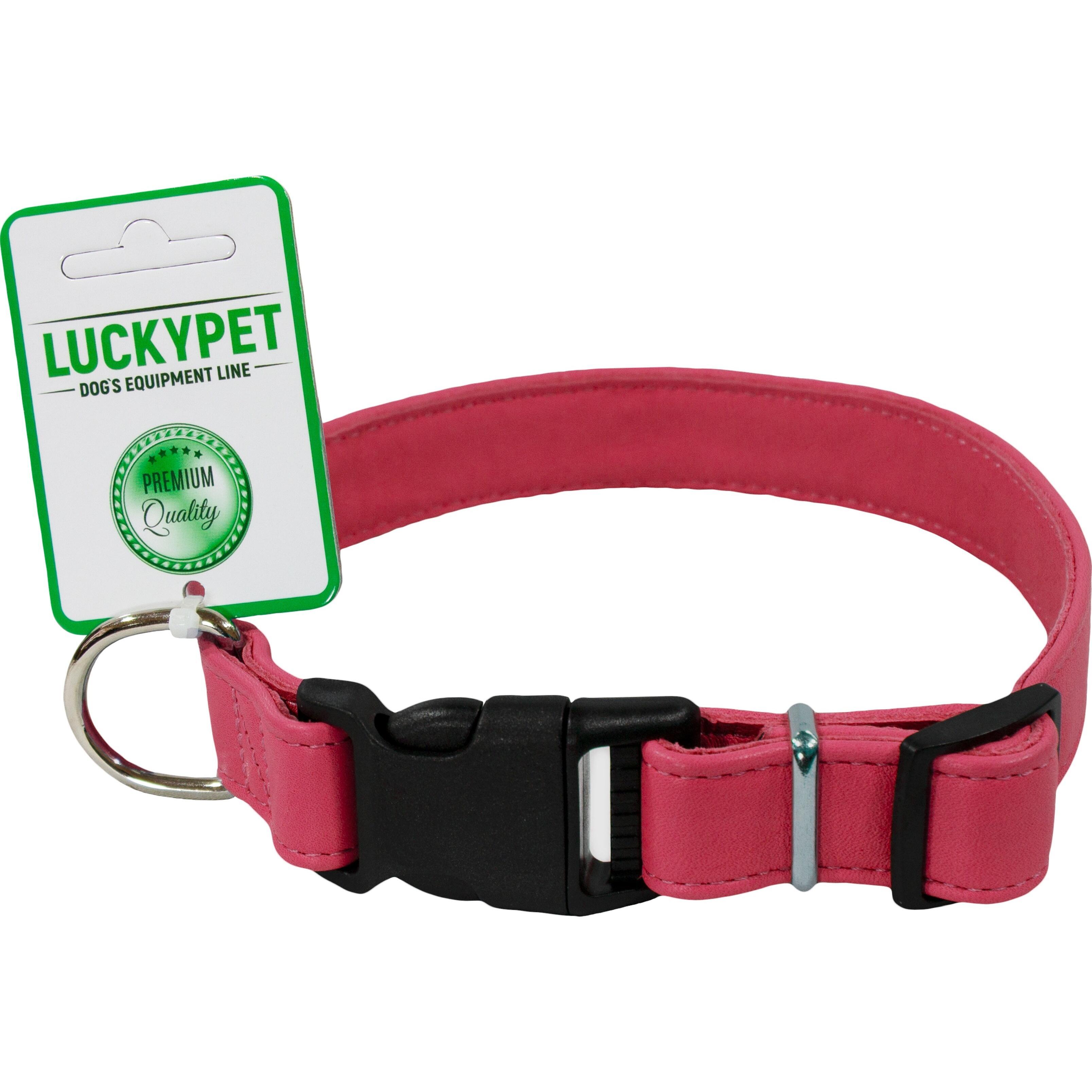 Ошейник для собак Lucky Pet 1,6*25-35см кожаный двойной розовый фото 1