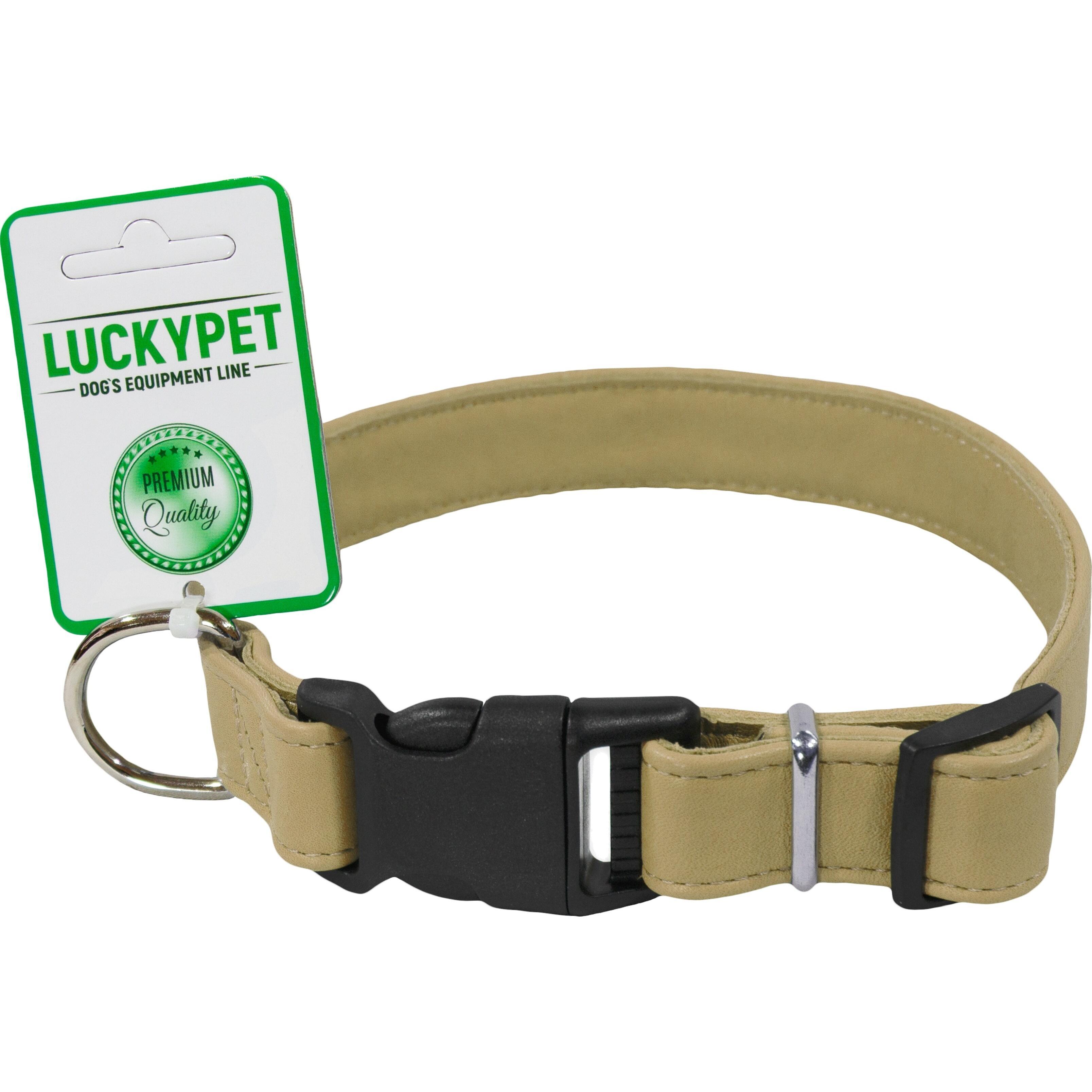 Ошейник для собак Lucky Pet 2*30-40см кожаный двойной бежевый фото 1