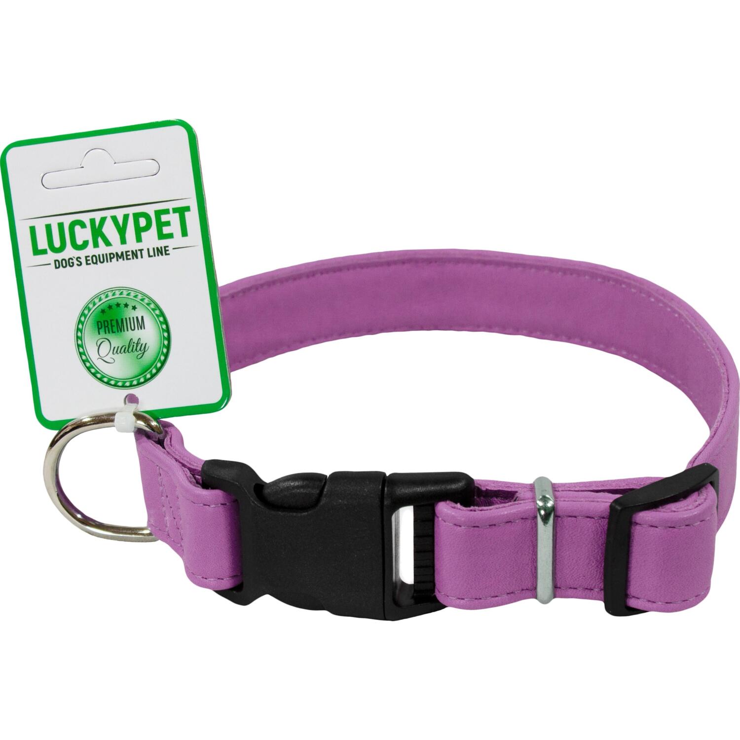 Нашийник для собак Lucky Pet 2*30-40см шкіряний подвійний фіолетовийфото