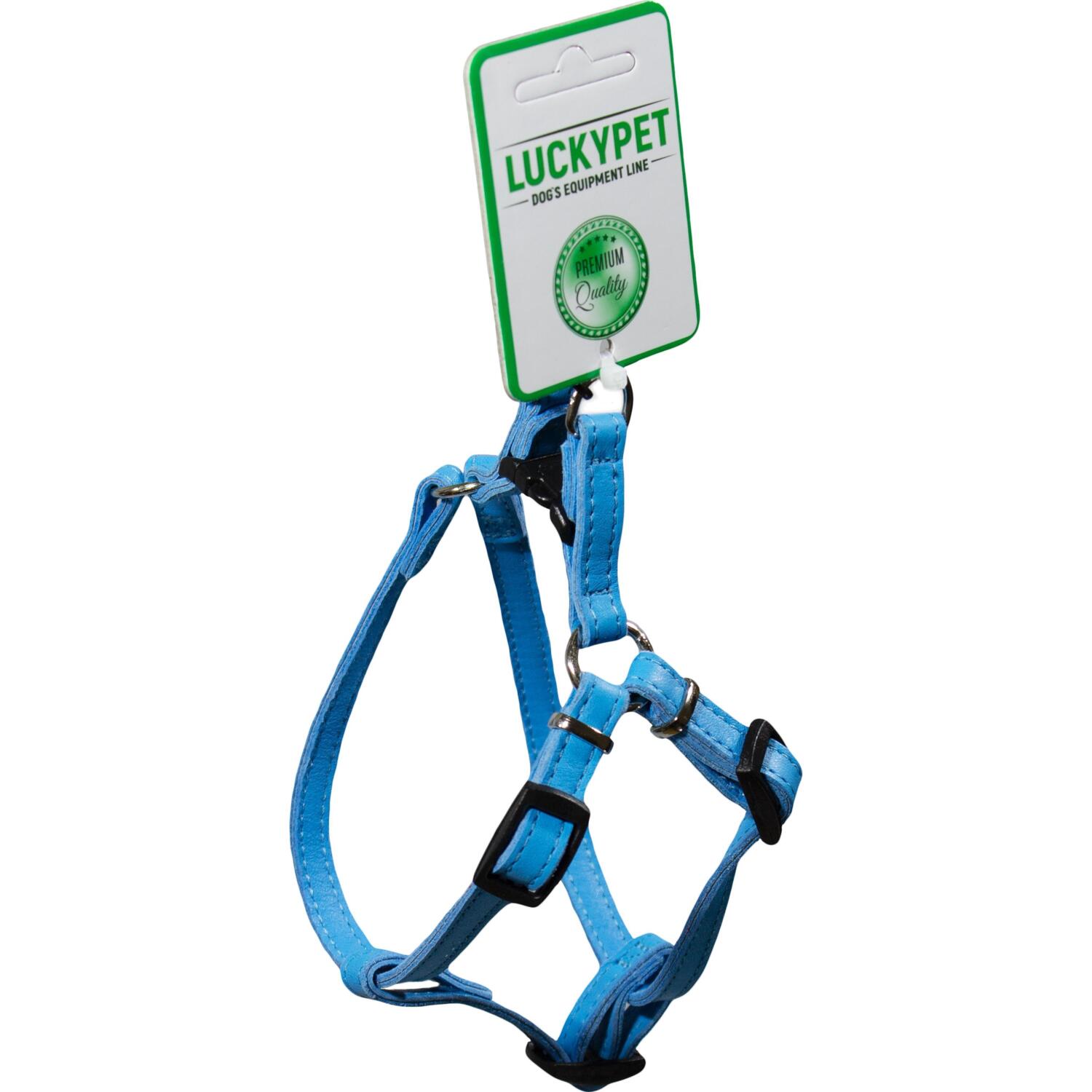 Нагрудник для собак Lucky Pet кожаный двойной 2.0/40-53см голубой фото 