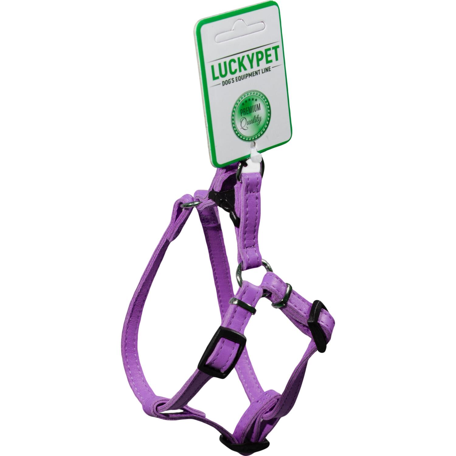 Нагрудник для собак Lucky Pet кожаный двойной 2.0/40-53см фиолетовый фото 