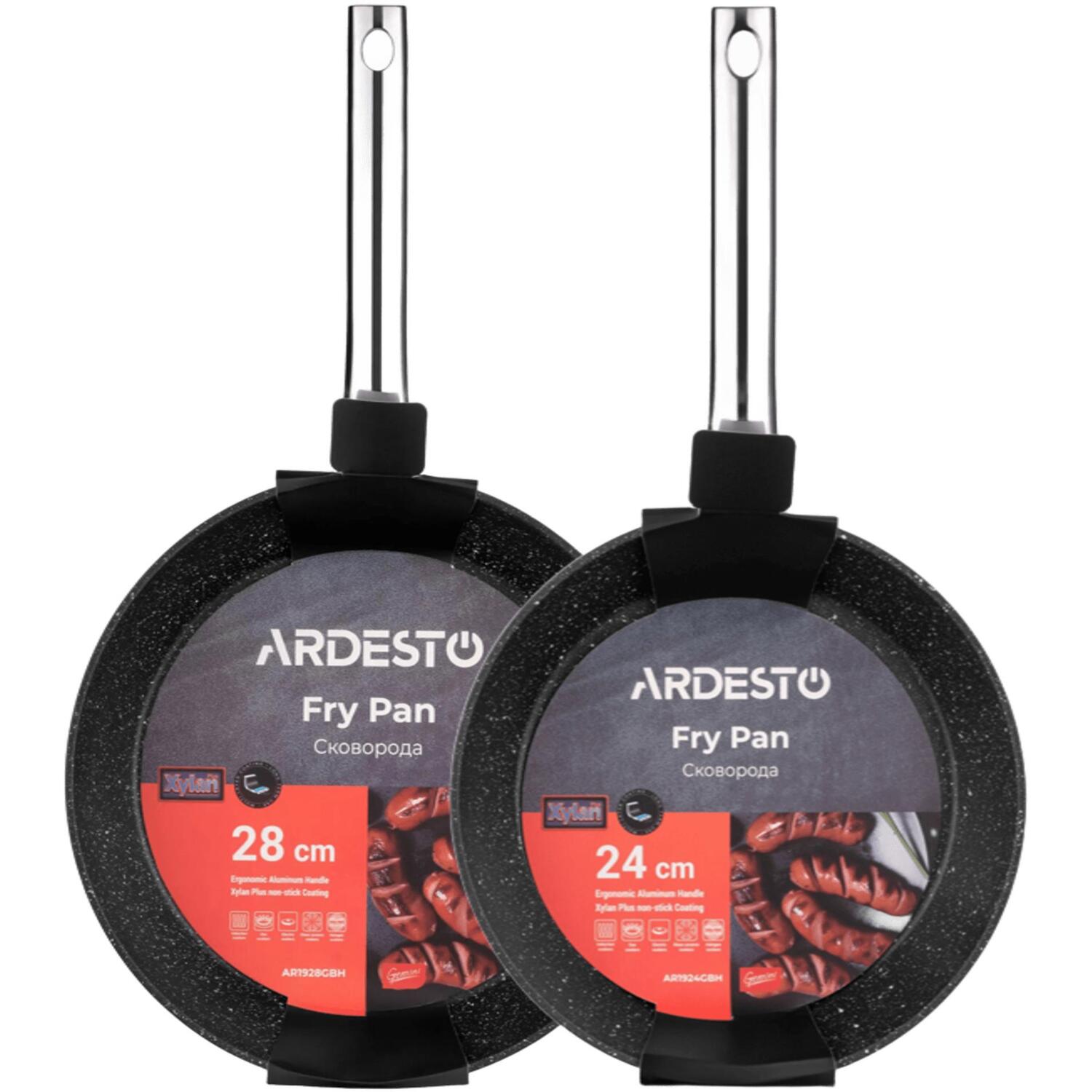 Набор сковород Ardesto Gemini Abetone 28 см, 24 см, чорний, алюминий (AR1928GBH_AR1924GBH) фото