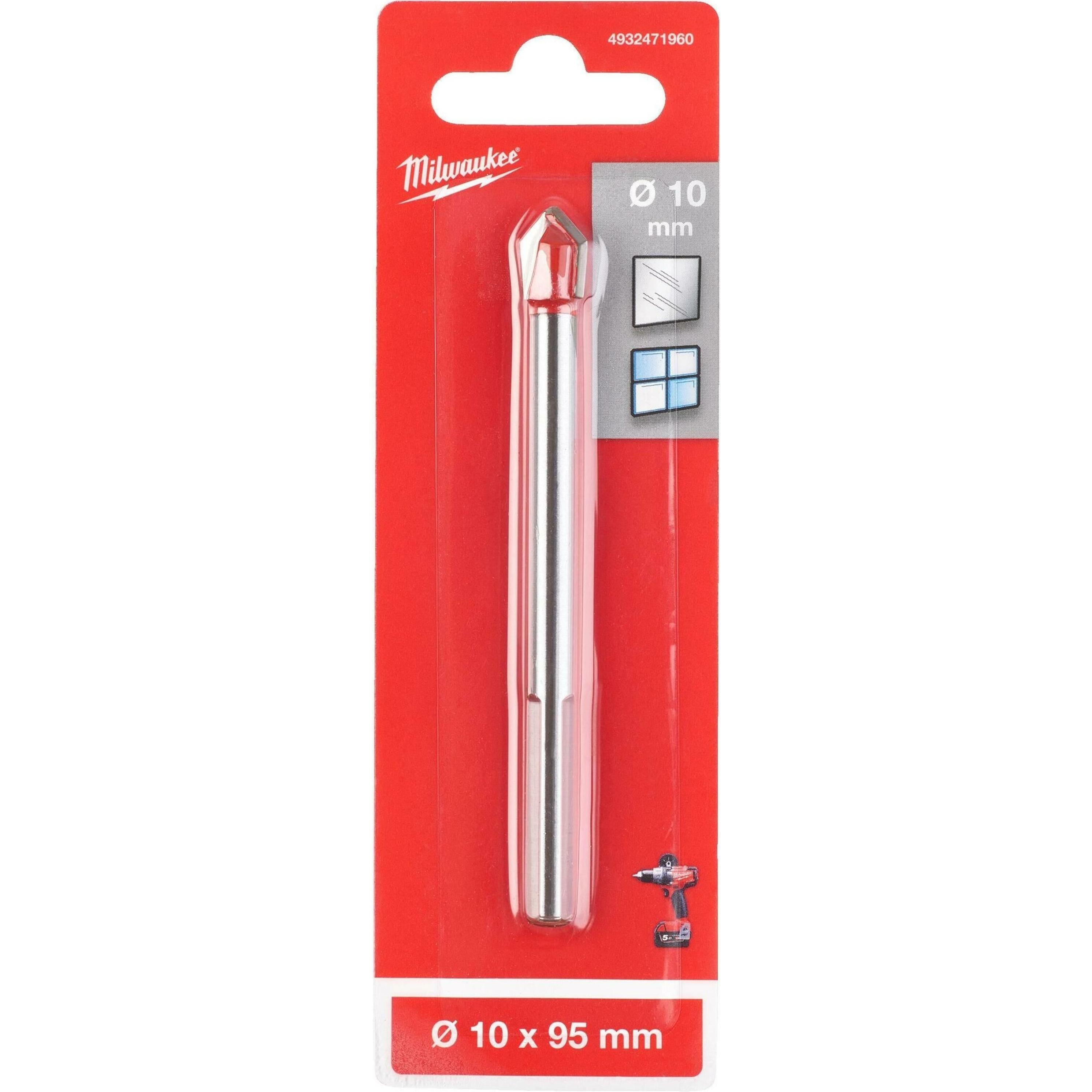 Свердло по кахелю та склу Milwaukee GENII, 10х95мм (4932471960)фото1