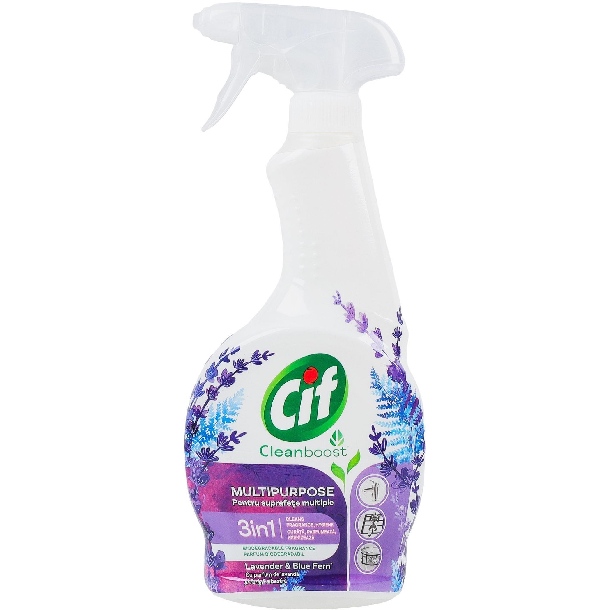Універсальний засіб Cif Cleanboost для чищення всіх поверхонь 3-в-1 лаванда та синя папороть 500 млфото1