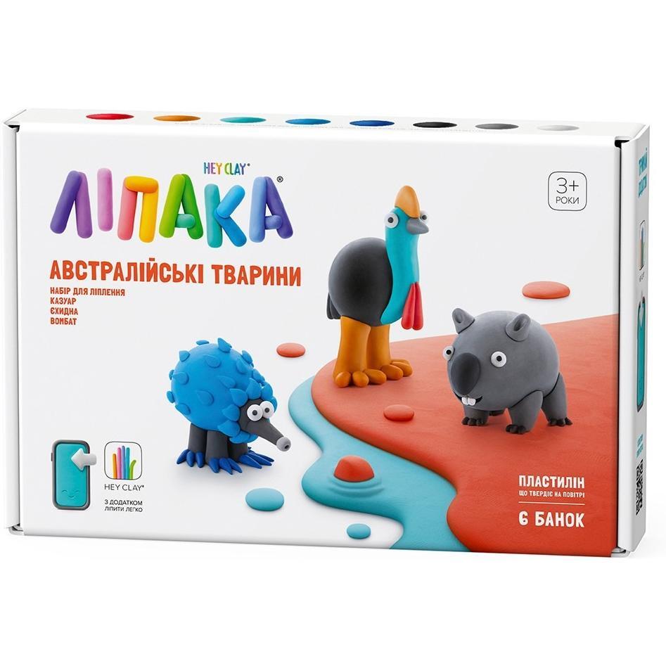 Набор самозатвердевающего пластилина Lipaka - Австралийские животные Казуар, Ехидна, Вомбат (60051-UA01) фото 1