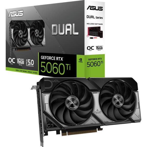 Видеокарта ASUS GeForce RTX 5060 TI 16GB GDDR7 OC DUAL-RTX5060TI-O16G (90YV0MH0-M0NA00)