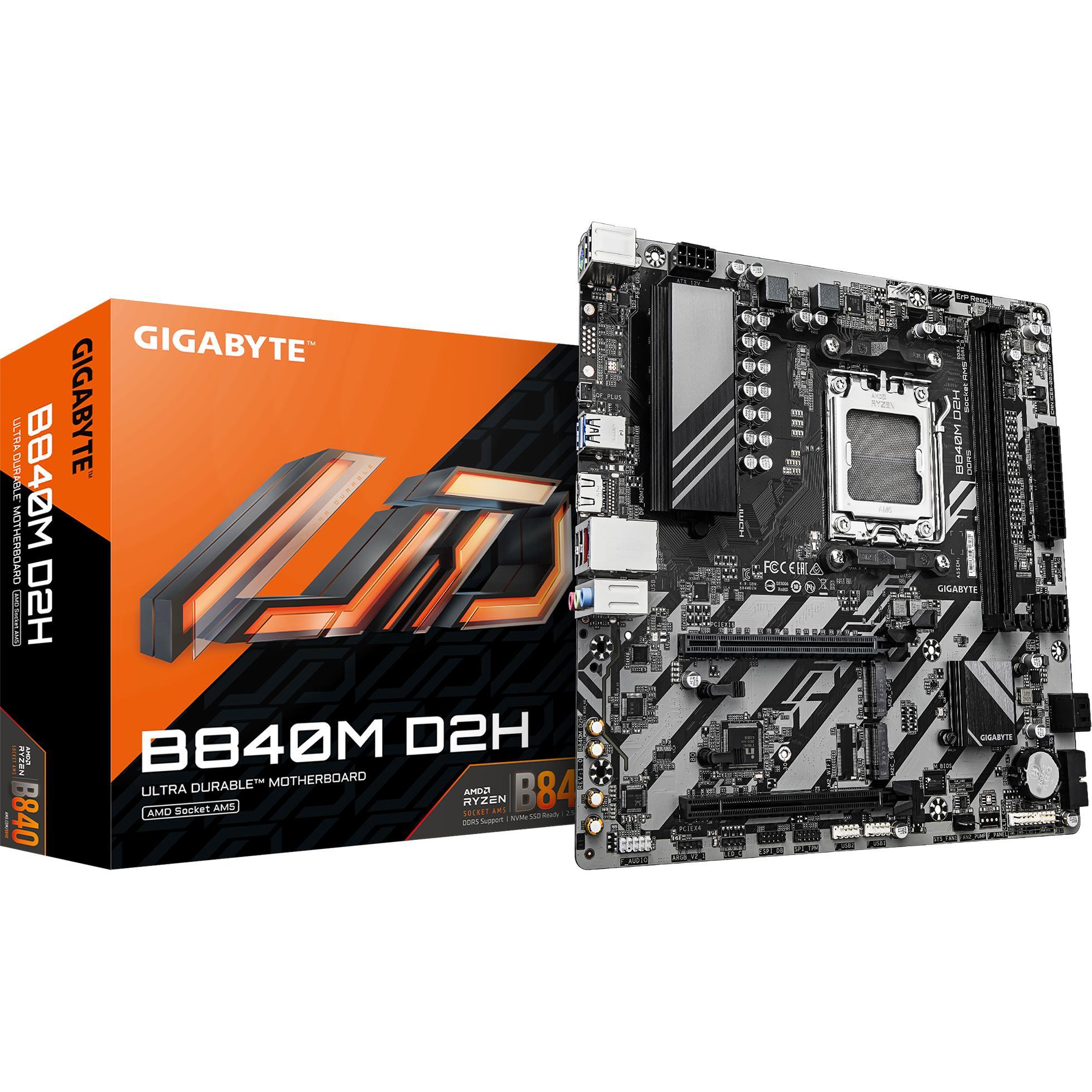 Материнская плата GIGABYTE Motherboard B840M D2H sAM5 B840 2xDDR5 M.2 HDMI mATX (B840M_D2H) фото 1