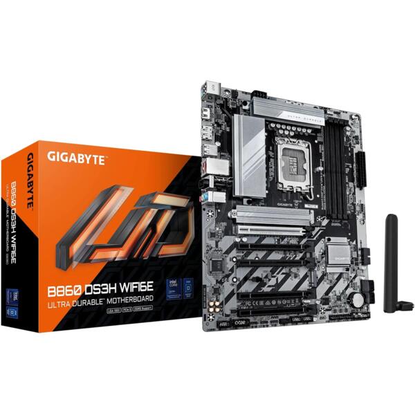 

Материнская плата GIGABYTE B860 DS3H WIFI6E sAM5 B860 4xDDR5 M.2 Wi-Fi BT HDMI DP ATX (B860_DS3H_WIFI6E)