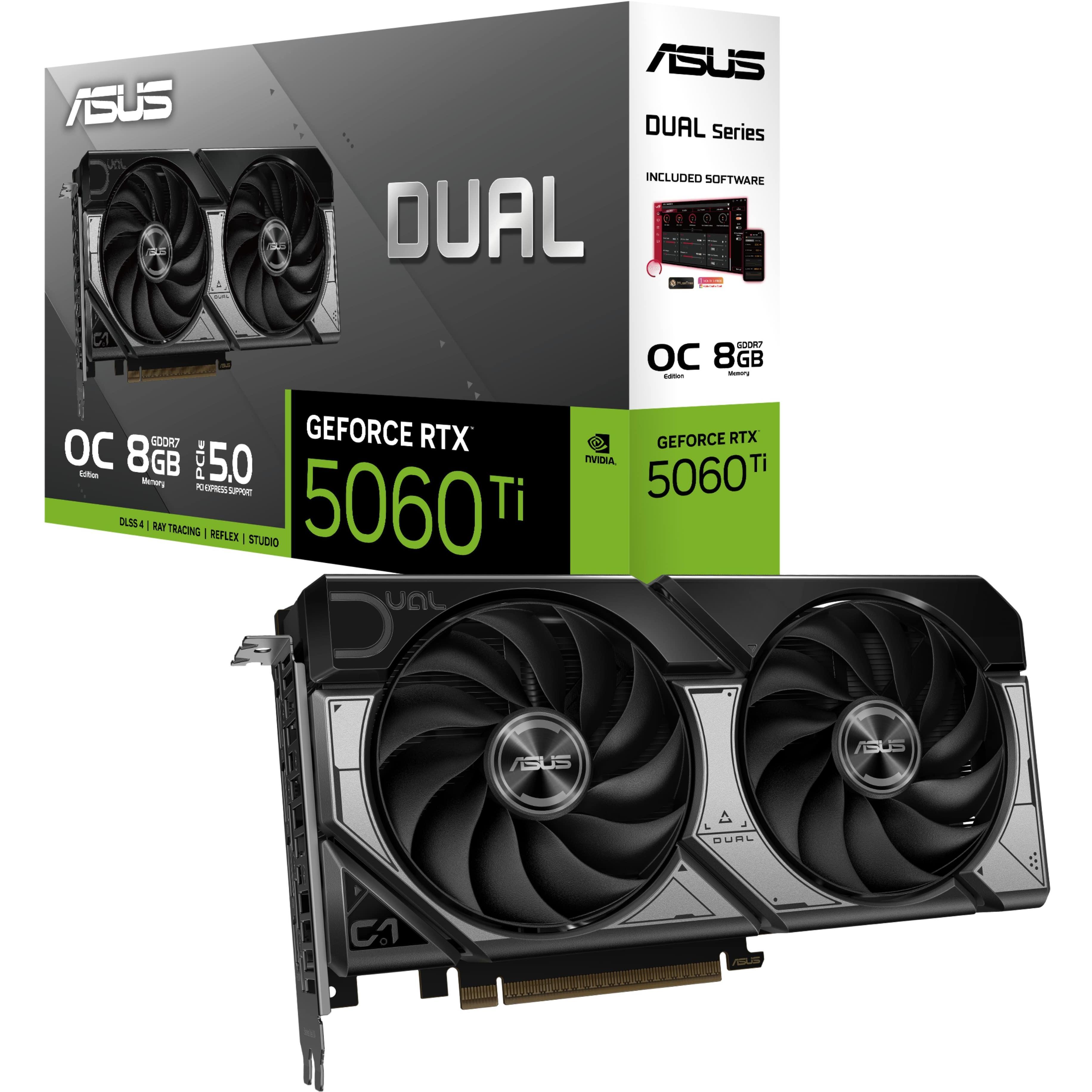 Видеокарта ASUS GeForce RTX 5060 Ti 8 GB GDDR7 OC DUAL (90YV0MP2-M0NA00) фото 1