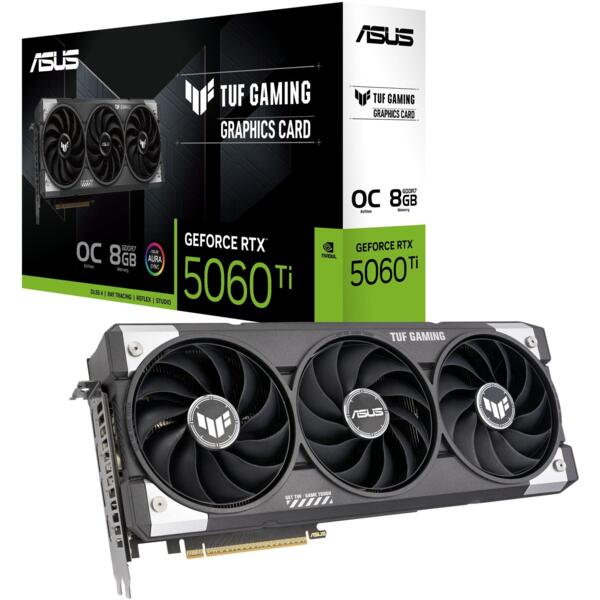 

Видеокарта ASUS GeForce RTX 5060 Ti 8 GB GDDR7 OC TUF GAMING (90YV0MR0-M0NA00)