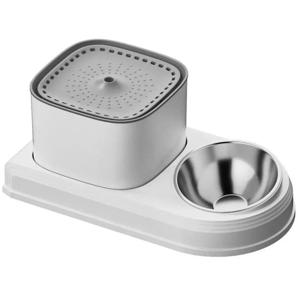 Поилка-фонтан Lapka с кормушкой WF072 белая фото 1