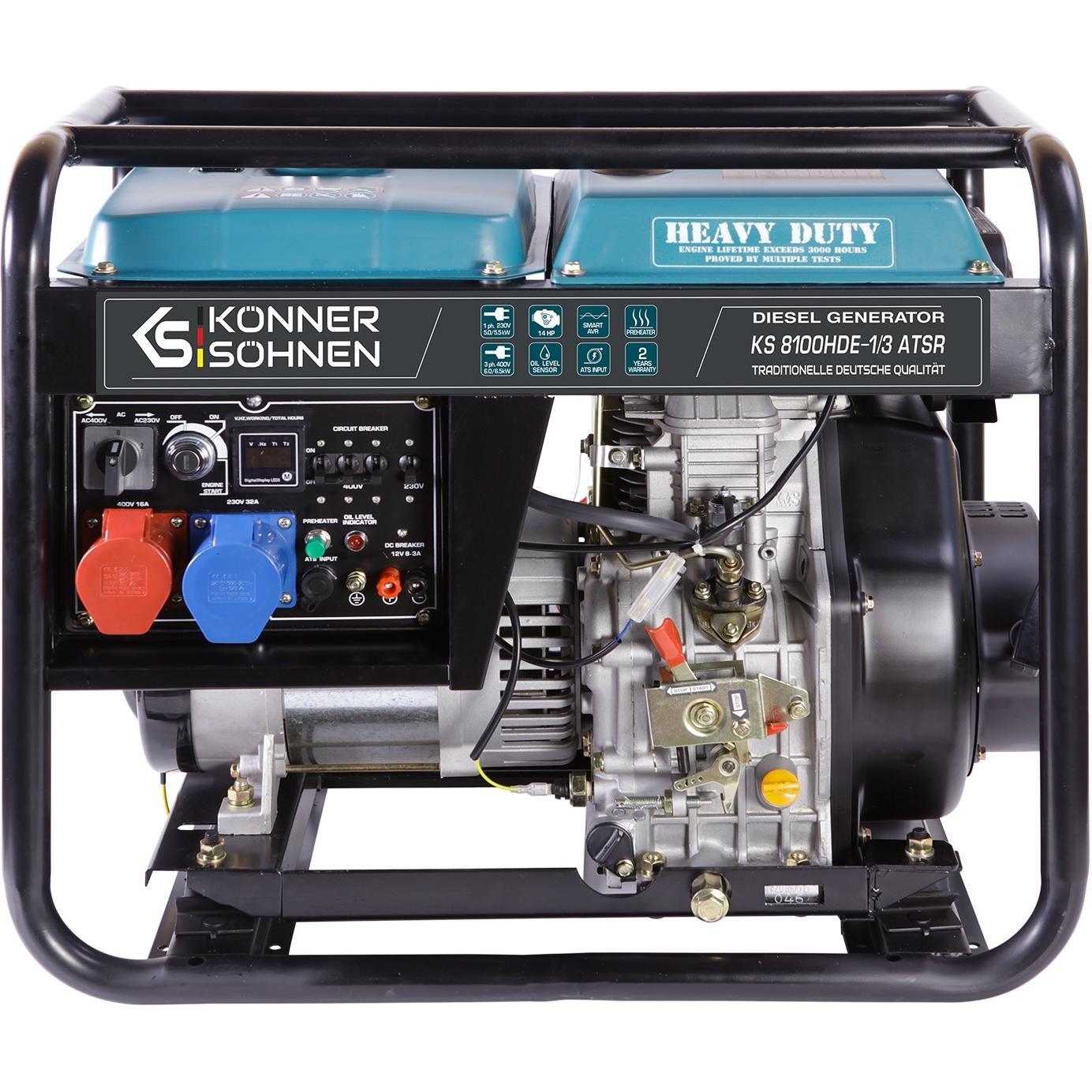 Генератор дизельный Konner&Sohnen KS 8100HDE-1/3 ATSR (EURO V), (KS8100HDE-1/3ATSR) фото 1