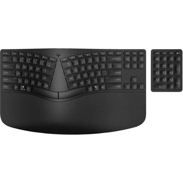 

Клавиатура HP 960 BLK Ergonomic split-zone, 112key, BT, EN/UK, Black (7E755AA)