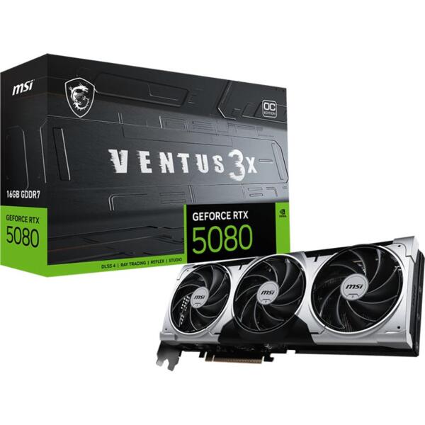 

Видеокарта MSI GeForce RTX 5080 16GB GDDR7 VENTUS 3X OC PLUS (912-V531-297)