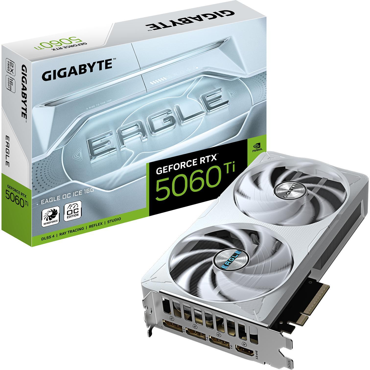 Видеокарта GIGABYTE GeForce RTX 5060 Ti 16GB GDDR7 EAGLE ICE (GV-N506TEAGLEOC_ICE-16GD) фото 1