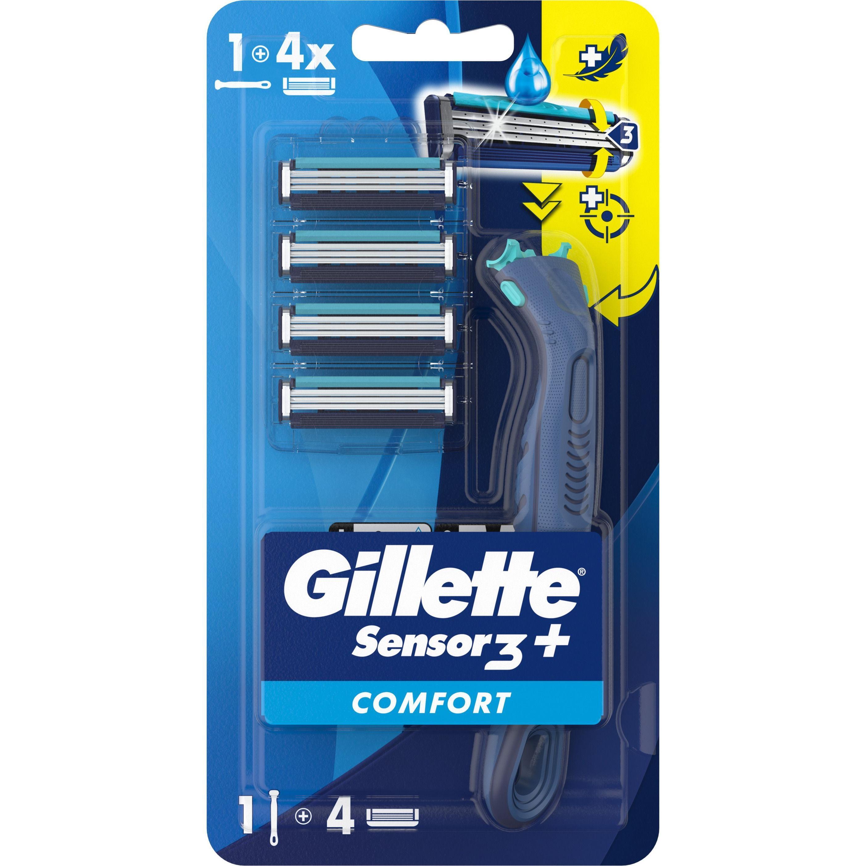 Бритва Gillette Sensor 3 Plus Comfort с 4 сменными картриджами фото 1