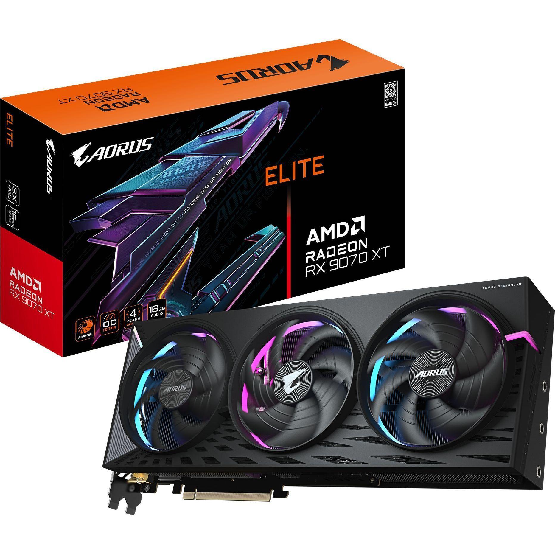 Видеокарта GIGABYTE Radeon RX 9070 XT 16GB GDDR6 AORUS ELITE (GV-R9070XTAORUS_E) фото 1