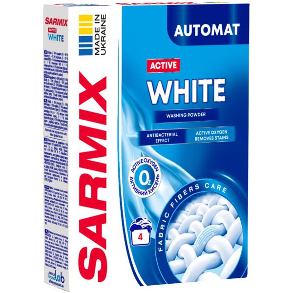 

Стиральный порошок Sarmix Active White для всех типов стирки 300 г