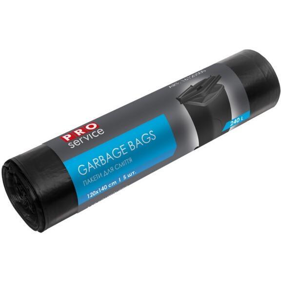Пакети для сміття Pro service LD Чорні 240 л 5 штфото