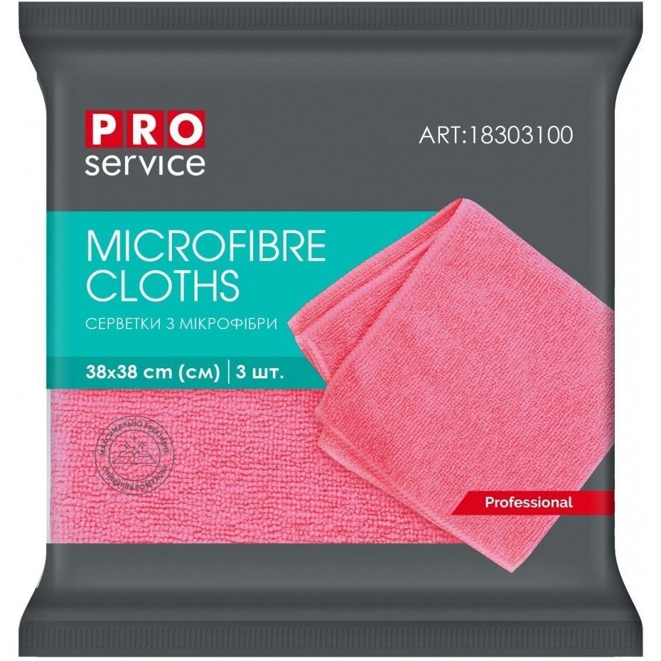 Серветки з мікрофібри Pro service універсальні червоні 38x38 см 3 штфото1