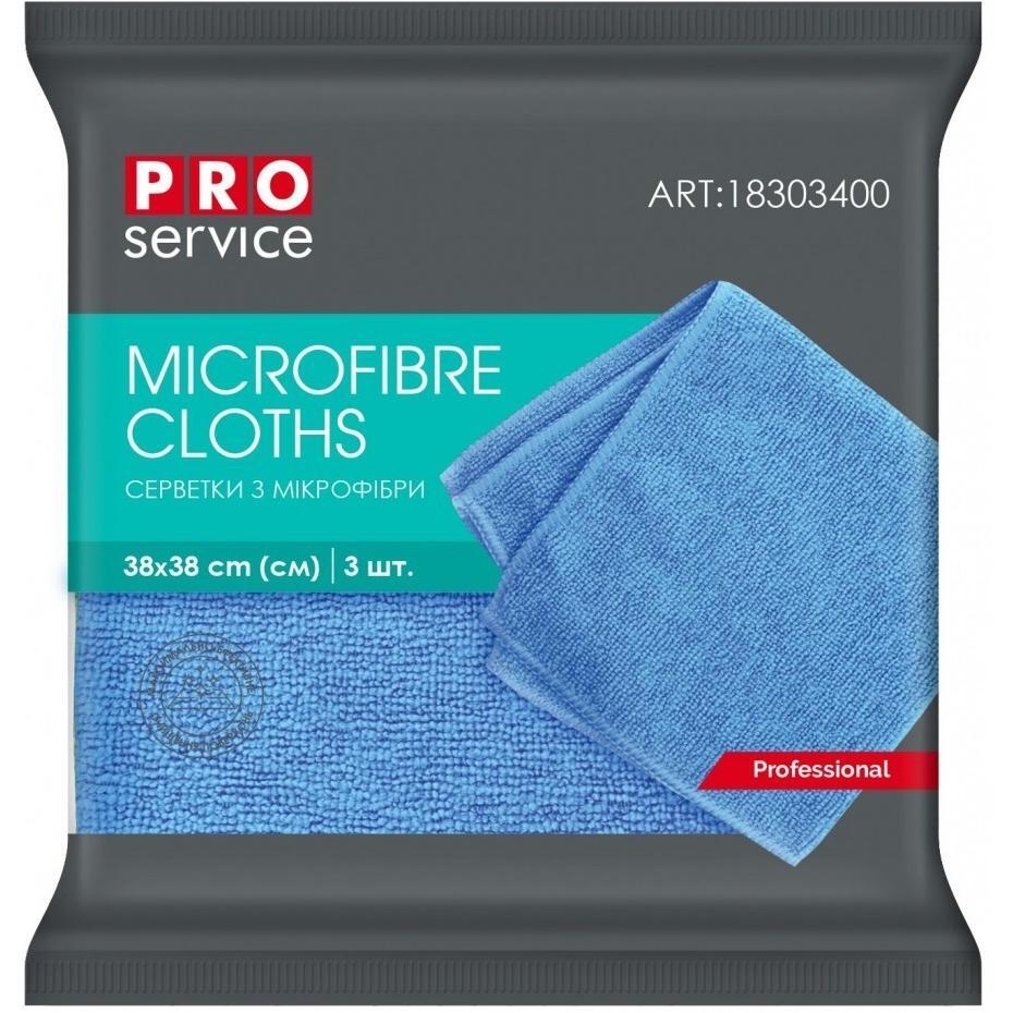 Салфетки из микрофибры Pro service универсальные синие 38x38 см 3 шт фото 1