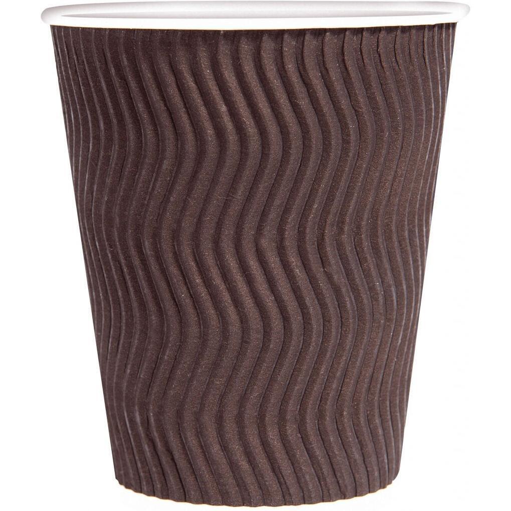 Стакан Pro service паперові Riple Коричневі 340 мл 20 штфото1