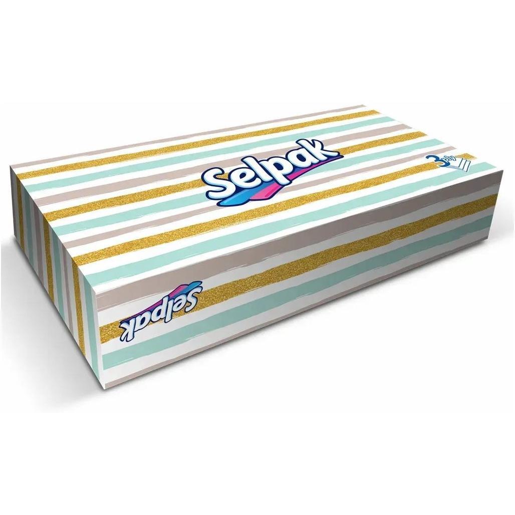Серветки гігієнічні в коробцi Selpak тришарові 100штфото