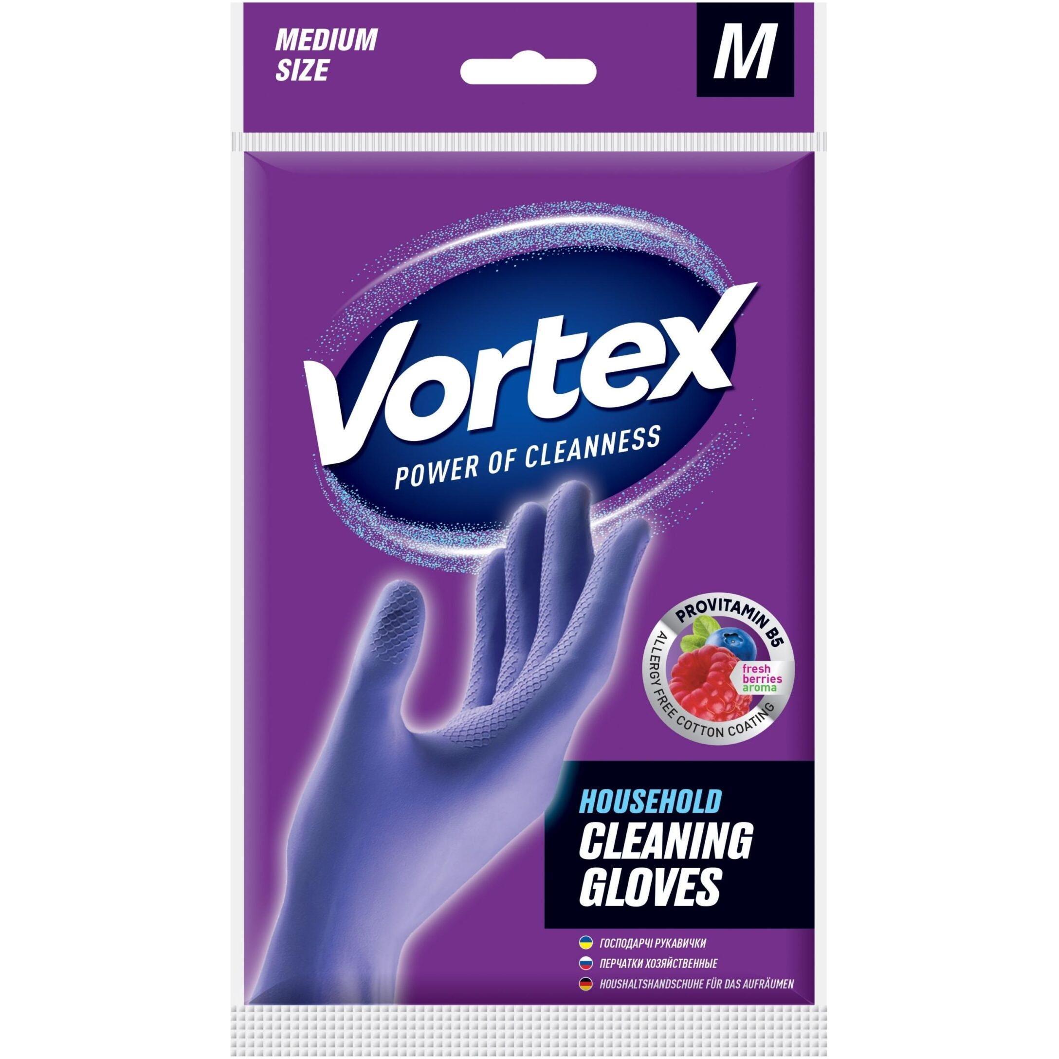 Перчатки хозяйственные Vortex с провитамином В5 и запахом лесных ягод размер M фото 1