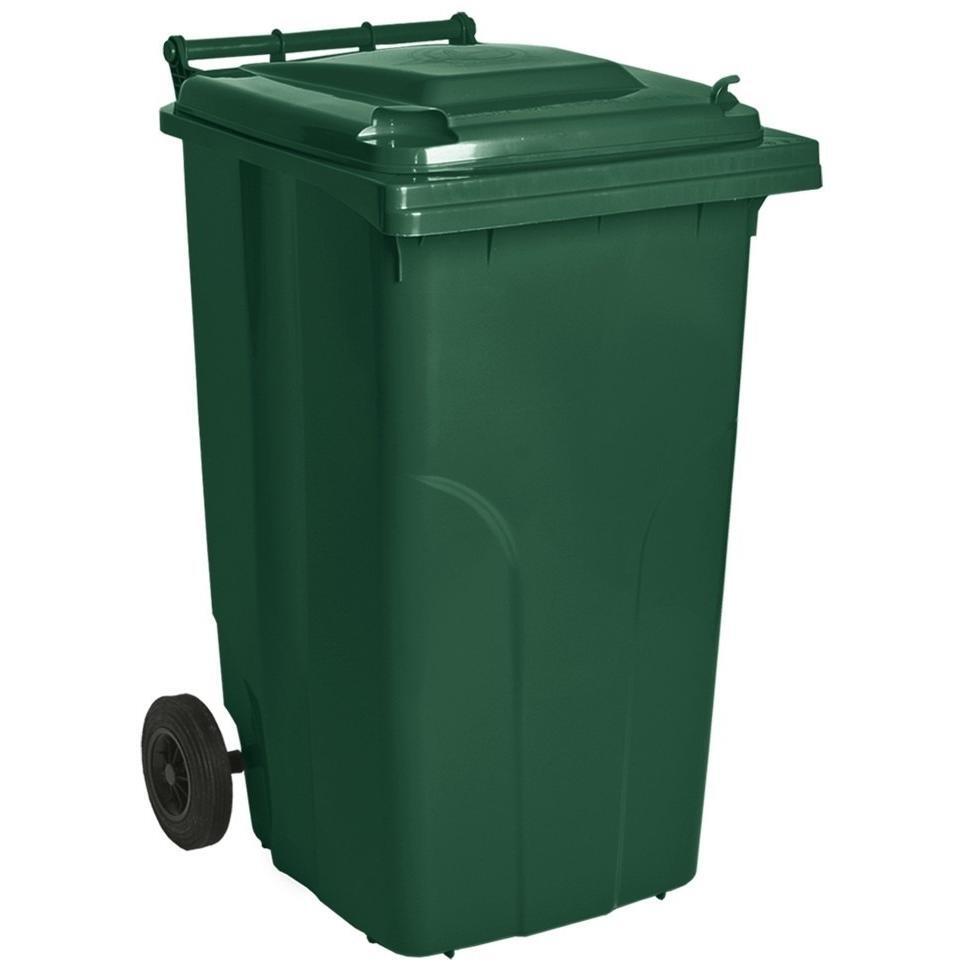 Контейнер для сміття Алеана на колесах із ручкою зелений 240 лфото1