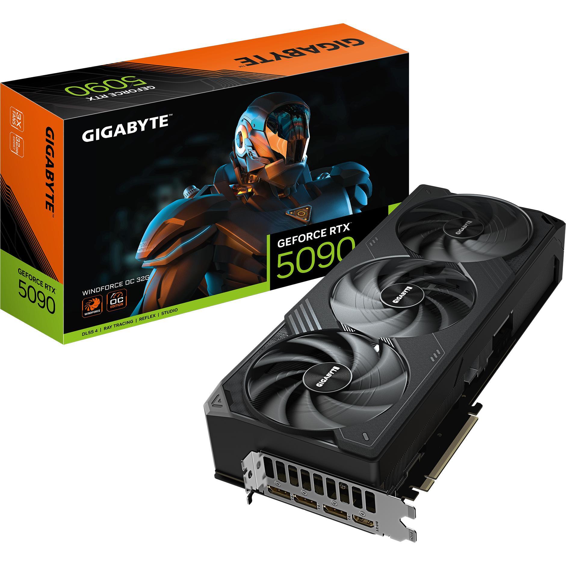 Видеокарта GIGABYTE GeForce RTX 5090 32GB GDDR7 WINDFORCE OC (GV-N5090WF3OC-32GD) фото 1