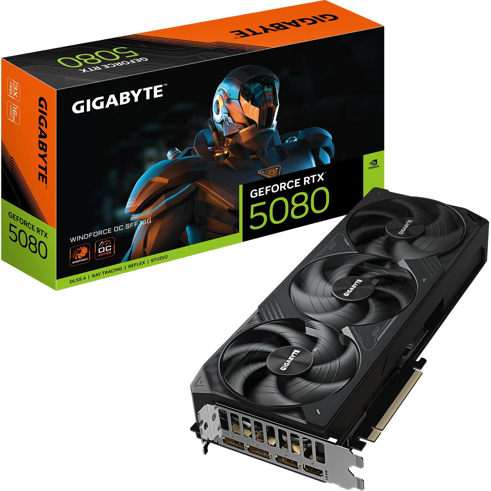 Видеокарта GIGABYTE GeForce RTX 5080 16GB GDDR7 WINDFORCE OC (GV-N5080WF3OC-16GD) фото 1