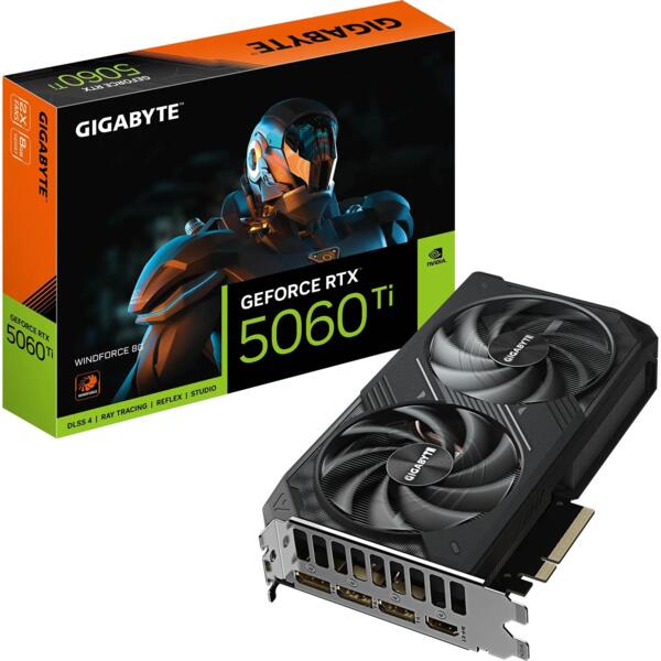 Видеокарта GIGABYTE GeForce RTX 5060 Ti 8GB GDDR7 WINDFORCE 2 (GV-N506TWF2-8GD)
