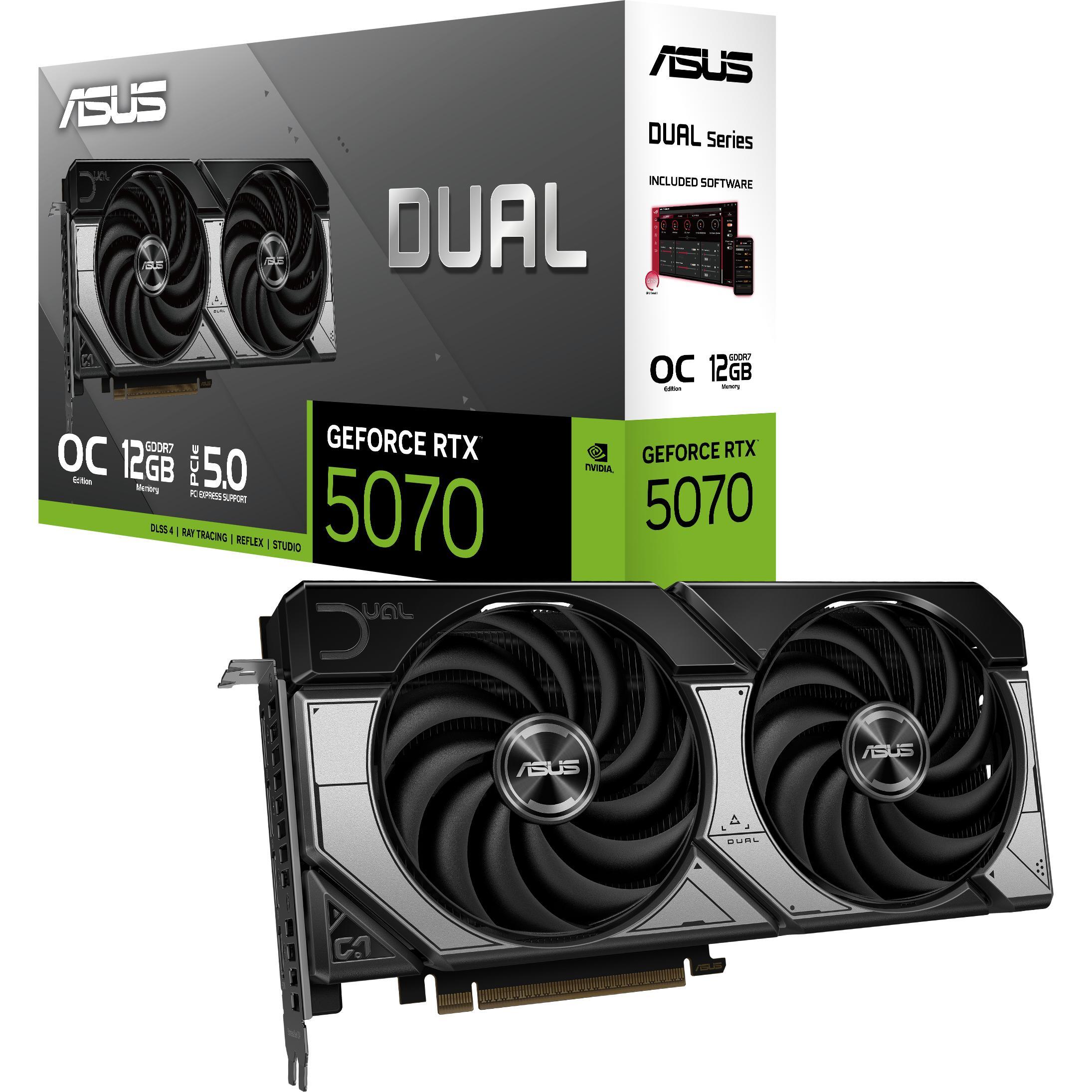 Відеокарта ASUS GeForce RTX 5070 12GB GDDR7 OC DUAL (90YV0M17-M0NA00)фото1