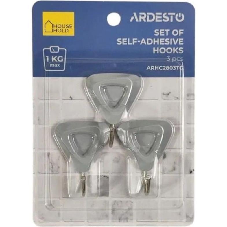 Набір гачків самоклеючих ARDESTO Трикутничок 3шт сірий (ARHC2803TG)фото1
