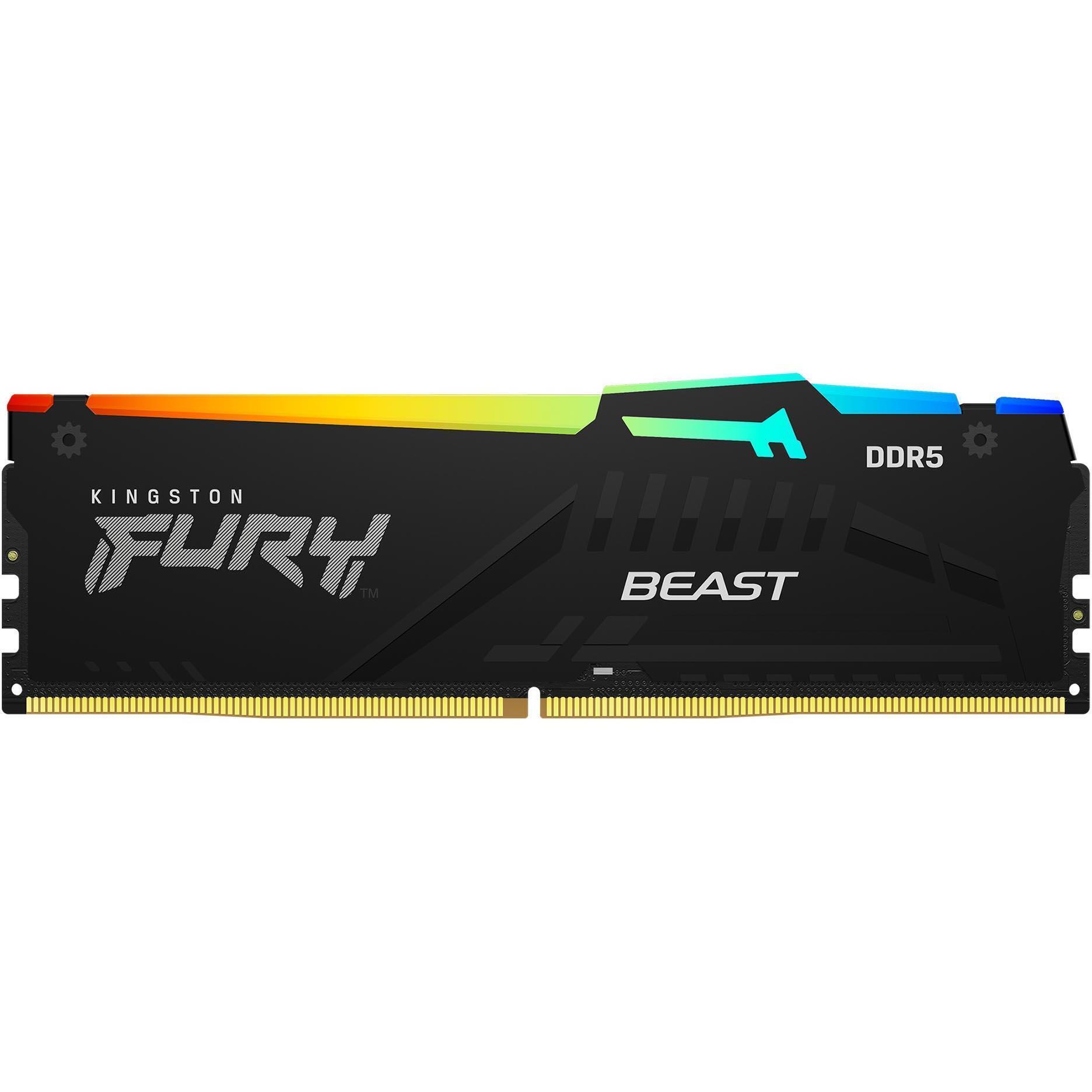 Память ПК Kingston DDR5 64GB 5600 FURY Beast RGB (KF556C36BBEA-64) фото 1