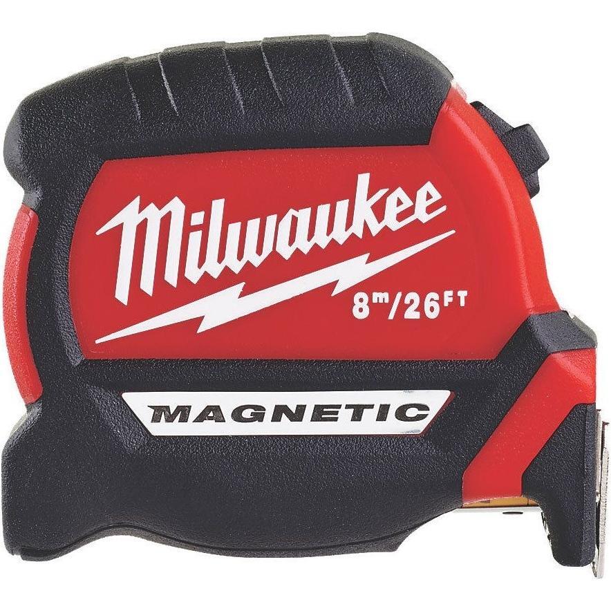 Рулетка Milwaukee Magnetic GEN III, 8мх27мм, с фиксатором сматывания, АБС-пластик, магнит (4932464603) фото