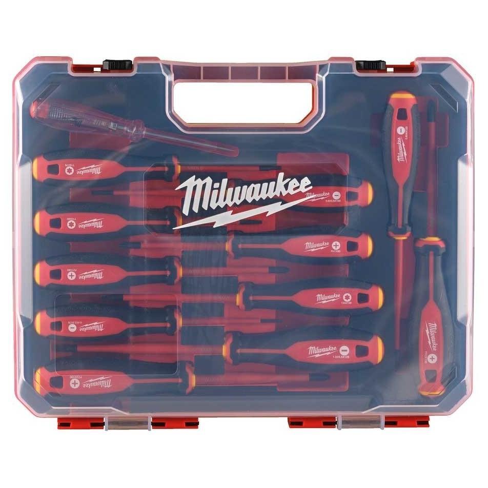 Отвертки Milwaukee набор 12шт, диэлектрические, SL,PH,PZ,TX, тестер, кейс (4932479095) фото 1