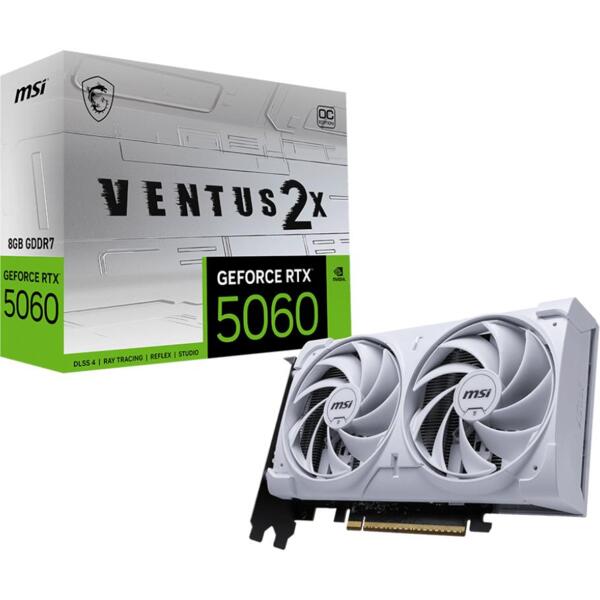 

Видеокарта MSI GeForce RTX 5060 8GB GDDR7 VENTUS 2X OC WHITE (912-V537-003)