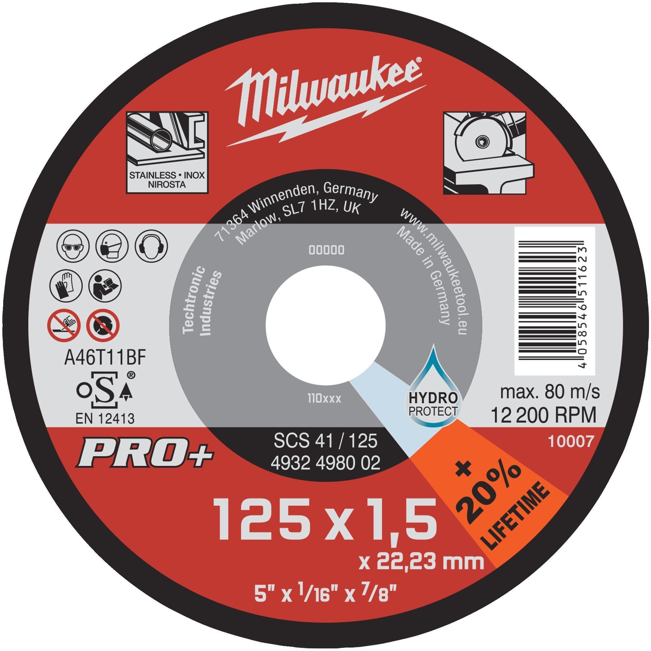 Диск відрізний Milwaukee Pro+ SCS41 по металу, 125х1.5х22.2мм (4932498002)фото1