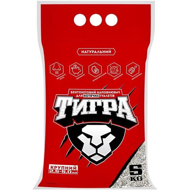 Наполнитель бентонитовый натуральный для кошачьих туалетов Тигра макси 2,5-5 мм 5 кг фото 1