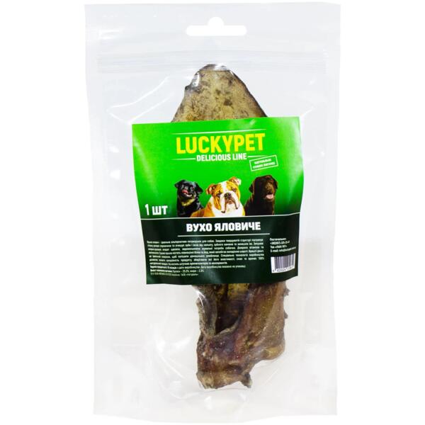 

Лакомства для собак Lucky Pet Ухо говяжье в упаковке 1 шт